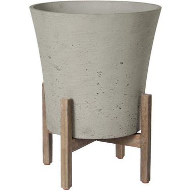 Patio Tapered Large Standing Pot In Cement Grey
