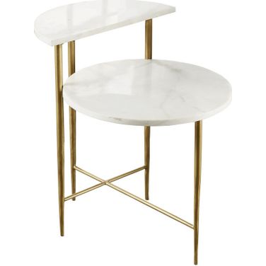 Patna Marble Top Side End Table In White
