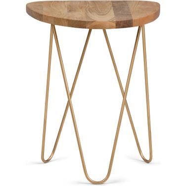 Patrice Metal and Wood Accent Table In Natural and Gold