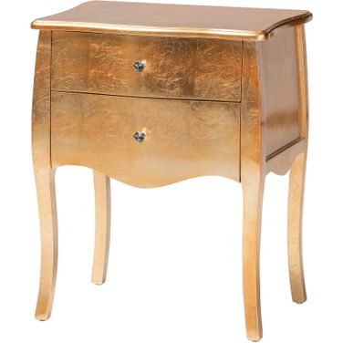 Patrice Wood 2 Drawer End Table In Gold
