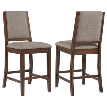 Patterson Upholstered Counter Chair Set of 2 In Mango Oak and Beige