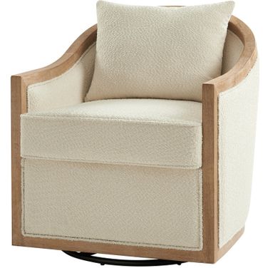 Paul Jess Farmhouse Swivel Chair In Ivory