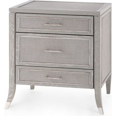 Paulina 3-Drawer Side Table In Soft Gray