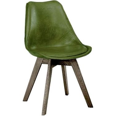 Pauline Vintage Green Leather Dining Chair Set Of 2