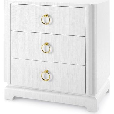 Pavel 3-Drawer Side Table In Chiffon White