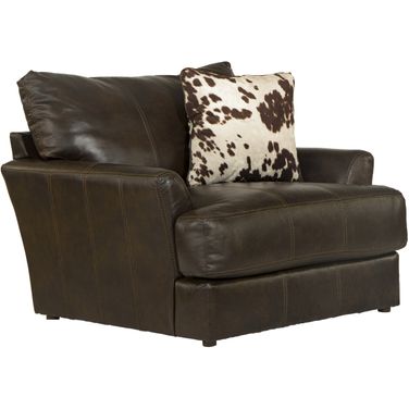 Pavia Italian Top Grain Leather Match Chair with Cuddler Seat Cushion In Cocoa