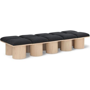 Pavilion 90 Inch 10 Piece Boucle Fabric Bench In Black and Natural