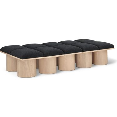 Pavilion 77 Inch 10 Piece Boucle Fabric Bench In Black and Natural