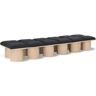Pavilion 108 Inch 12 Piece Boucle Fabric Bench In Black and Natural