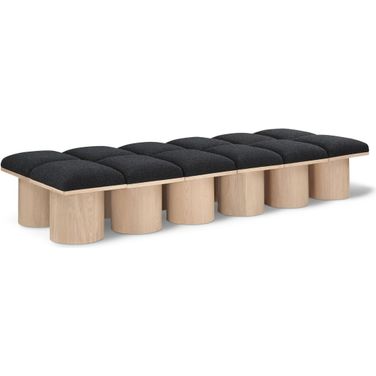 Pavilion 93 Inch 12 Piece Boucle Fabric Bench In Black and Natural