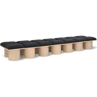 Pavilion 126 Inch 14 Piece Boucle Fabric Bench In Black and Natural