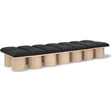 Pavilion 108 Inch 14 Piece Boucle Fabric Bench In Black and Natural