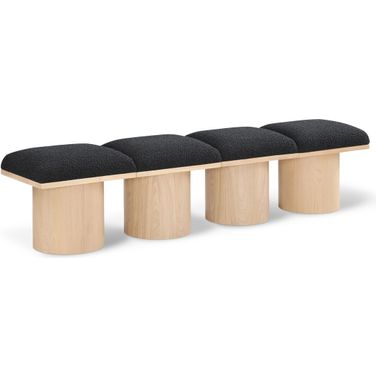 Pavilion 72 Inch 4 Piece Boucle Fabric Bench In Black and Natural