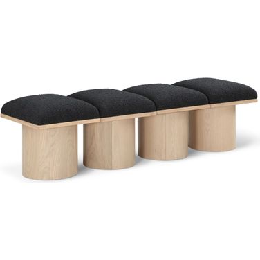 Pavilion 62 Inch 4 Piece Boucle Fabric Bench In Black and Natural