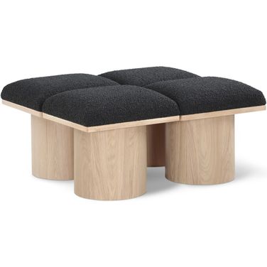 Pavilion 36 Inch 4 Piece Boucle Fabric Bench In Black and Natural