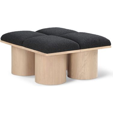 Pavilion 31 Inch 4 Piece Boucle Fabric Bench In Black and Natural