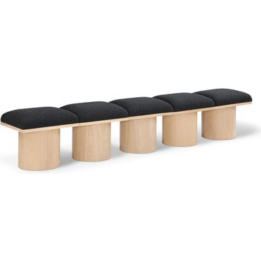 Pavilion 90 Inch 5 Piece Boucle Fabric Bench In Black and Natural