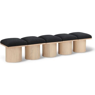 Pavilion 77 Inch 5 Piece Boucle Fabric Bench In Black and Natural