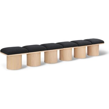 Pavilion 108 Inch 6 Piece Boucle Fabric Bench In Black and Natural