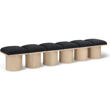 Pavilion 93 Inch 6 Piece Boucle Fabric Bench In Black and Natural