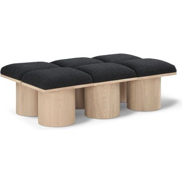 Pavilion 54 Inch 6 Piece Boucle Fabric Bench In Black and Natural