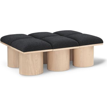 Pavilion 46 Inch 6 Piece Boucle Fabric Bench In Black and Natural