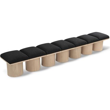 Pavilion 126 Inch 7 Piece Boucle Fabric Bench In Black and Natural
