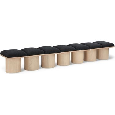 Pavilion 108 Inch 7 Piece Boucle Fabric Bench In Black and Natural