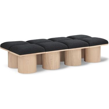 Pavilion 72 Inch 8 Piece Boucle Fabric Bench In Black and Natural