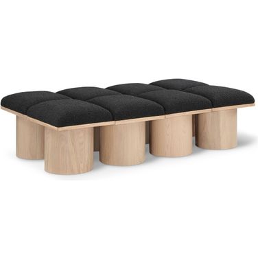 Pavilion 62 Inch 8 Piece Boucle Fabric Bench In Black and Natural