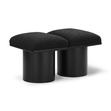 Pavilion 31 Inch 2 Piece Boucle Fabric Bench In Black