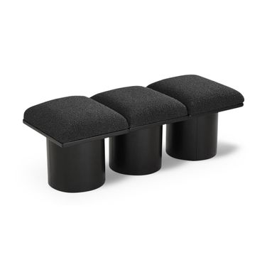 Pavilion 54 Inch 3 Piece Boucle Fabric Bench In Black