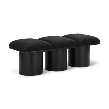 Pavilion 46 Inch 3 Piece Boucle Fabric Bench In Black