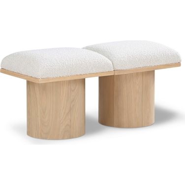 Pavilion 36 Inch 2 Piece Boucle Fabric Bench In Cream and Natural
