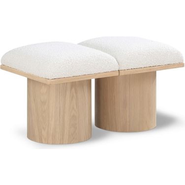 Pavilion 31 Inch 2 Piece Boucle Fabric Bench In Cream and Natural