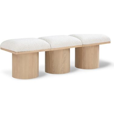 Pavilion 54 Inch 3 Piece Boucle Fabric Bench In Cream and Natural