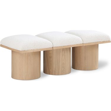 Pavilion 46 Inch 3 Piece Boucle Fabric Bench In Cream and Natural
