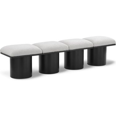 Pavilion 72 Inch 4 Piece Boucle Fabric Bench In Cream and Black