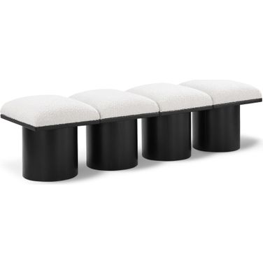 Pavilion 62 Inch 4 Piece Boucle Fabric Bench In Cream and Black