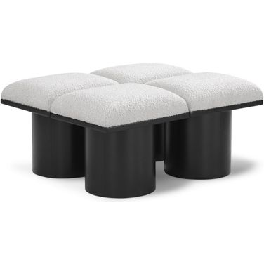 Pavilion 36 Inch 4 Piece Boucle Fabric Bench In Cream and Black