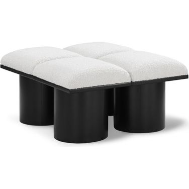 Pavilion 31 Inch 4 Piece Boucle Fabric Bench In Cream and Black