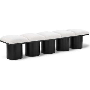 Pavilion 77 Inch 5 Piece Boucle Fabric Bench In Cream and Black