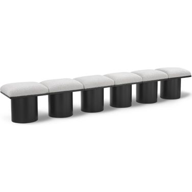 Pavilion 108 Inch 6 Piece Boucle Fabric Bench In Cream and Black