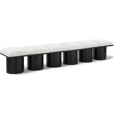 Pavilion 93 Inch 6 Piece Boucle Fabric Bench In Cream and Black