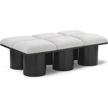 Pavilion 54 Inch 6 Piece Boucle Fabric Bench In Cream and Black