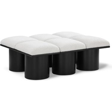 Pavilion 46 Inch 6 Piece Boucle Fabric Bench In Cream and Black