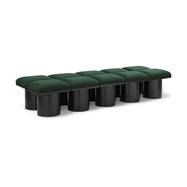 Pavilion 90 Inch 10 Piece Boucle Fabric Bench In Green and Black