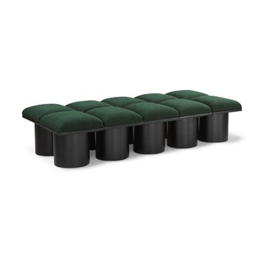 Pavilion 77 Inch 10 Piece Boucle Fabric Bench In Green and Black