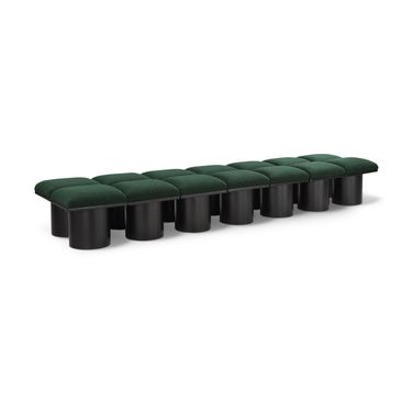 Pavilion 126 Inch 14 Piece Boucle Fabric Bench In Green and Black