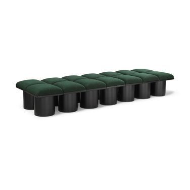 Pavilion 108 Inch 14 Piece Boucle Fabric Bench In Green and Black